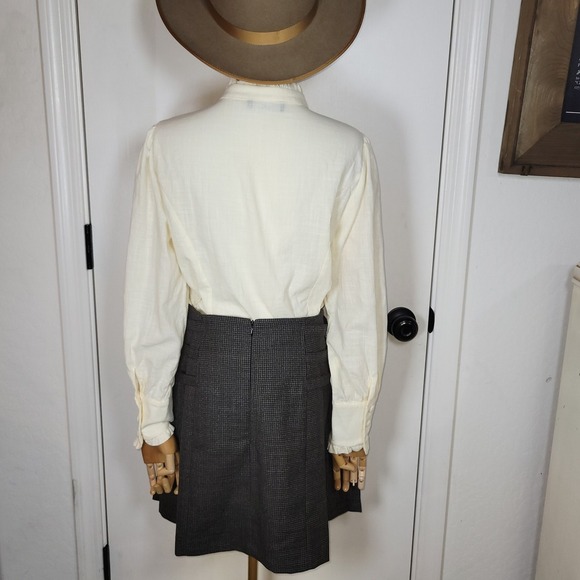 Sandro Paris Buckle Plaid Mini Skirt Size 2 Wool Blend 90s Preppy Chic Academia - Picture 5 of 9